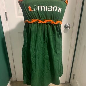 Miami Hurricanes Green Girls' Strapless Dress with Orange Braid